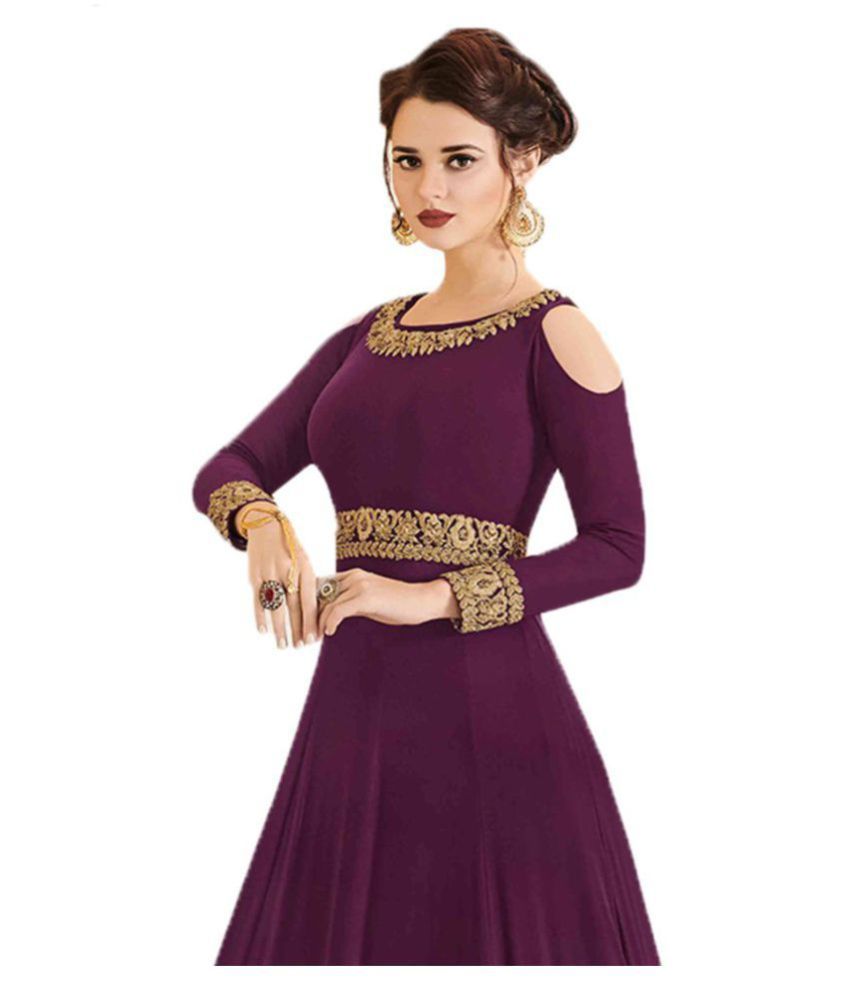 purple georgette gown