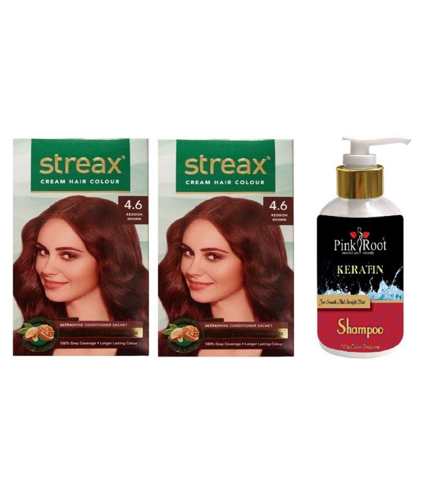 Pink Root Kertain Shampoo Streax 2pcs Reddish Brown Cream Hair