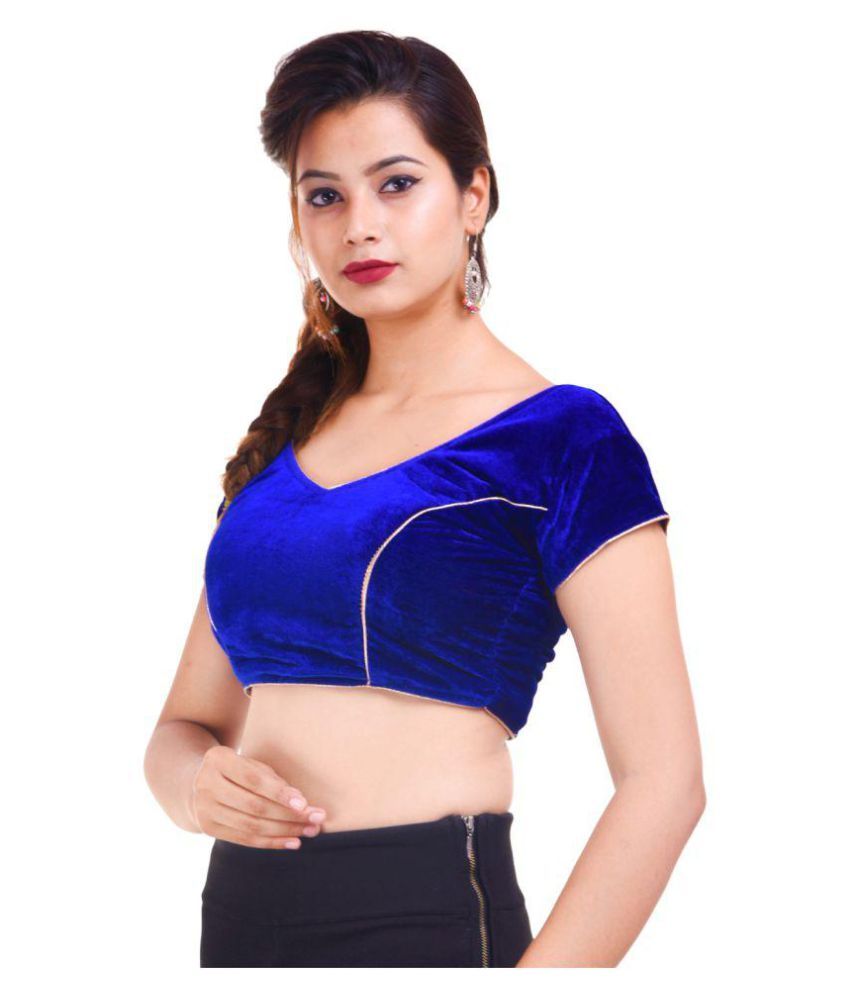 Amazing Blue Velvet Readymade With Pad Blouse Buy Amazing Blue Velvet Readymade With Pad 5931