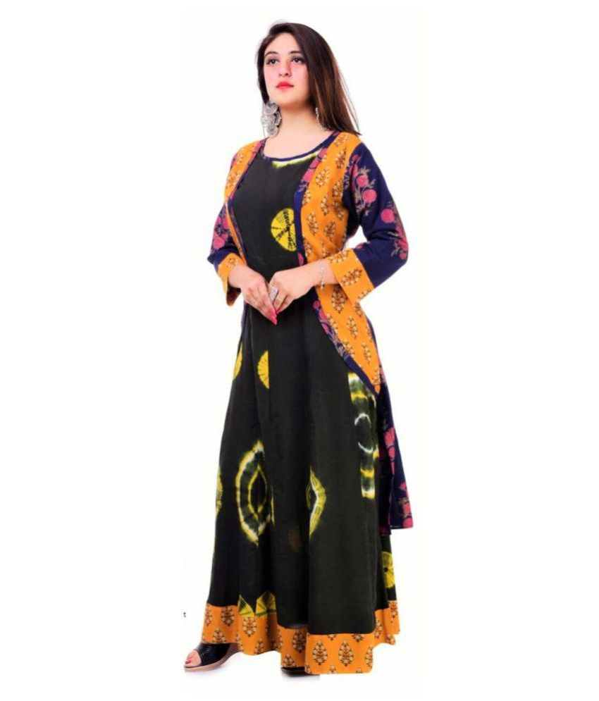 Swanki Collection Black Rayon Anarkali Kurti  Buy Swanki Collection Black  Rayon Anarkali Kurti Online at Best Prices in India on Snapdeal
