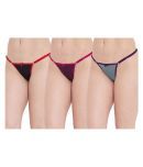 N-Gal Pack of 3 Polyester Women's Thongs ( Multi Color )