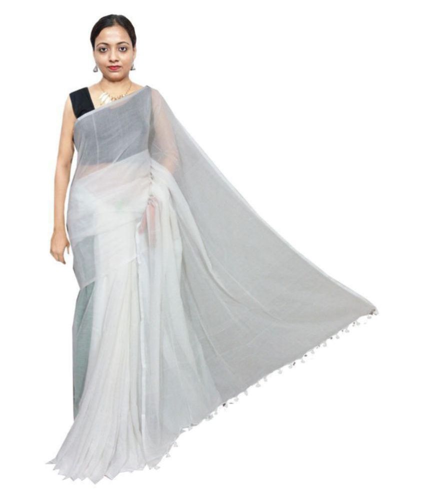 white khadi saree