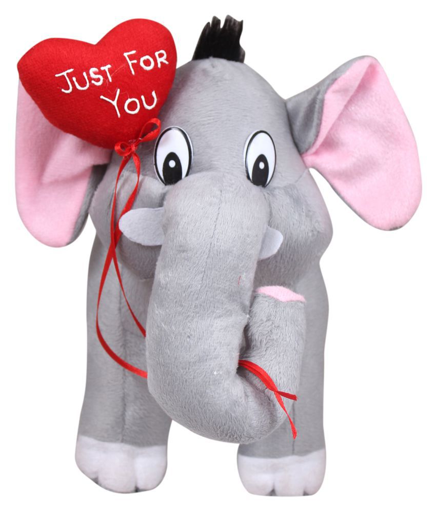     			Tickles Plush Animal Propose Day Charming Elephant with Just for You Heart Valentine Day Gift for Girlfriend Boyfreind Husband Wife (Color: Grey & Red Size:32 cm)