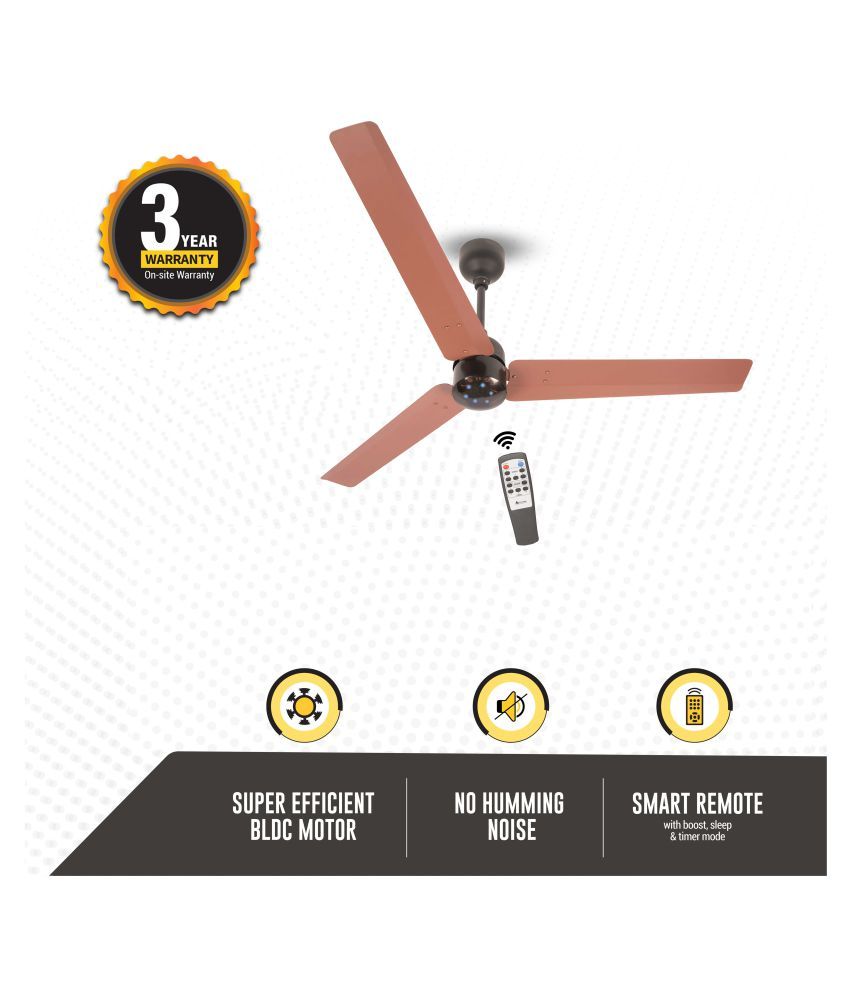 Gorilla Renesa Energy Saving 5 Star Rated Remote Control And Bldc Motor 1200mm 3 Blade Ceiling Fan Brown Black