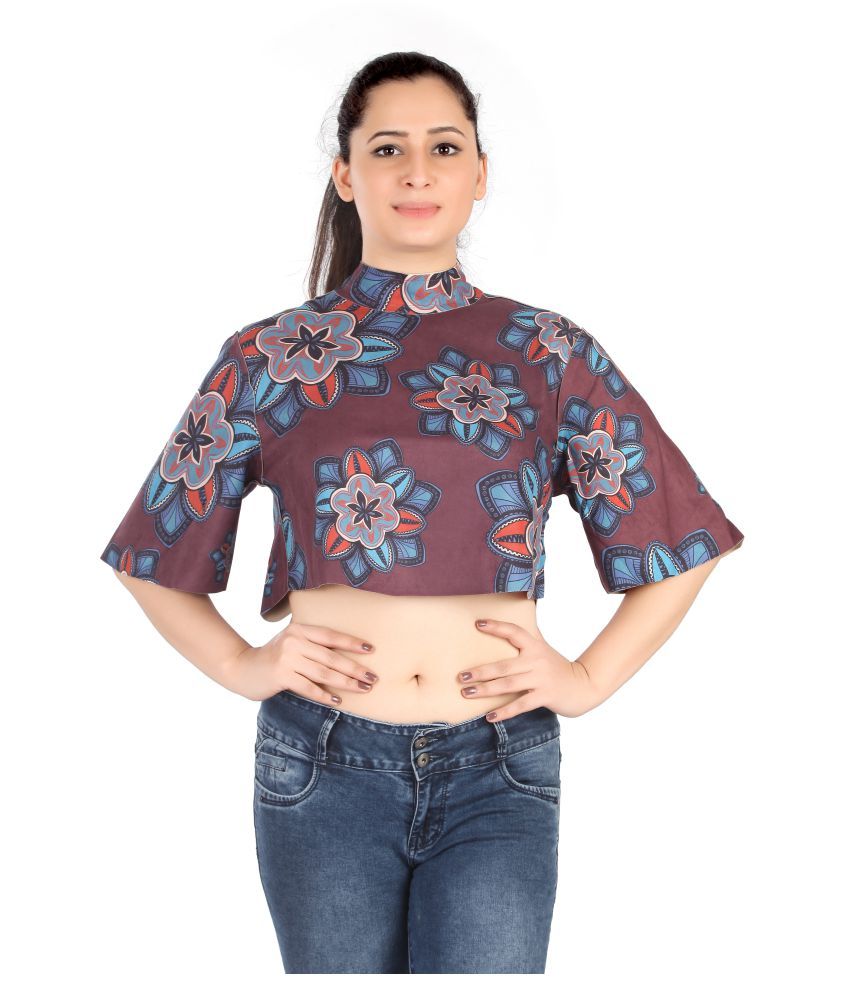     			FCK-3 Cotton Blended Crop Tops - Multicolor