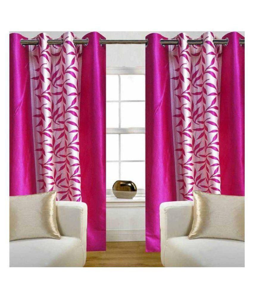     			Tanishka Fabs Semi-Transparent Curtain 5 ft ( Pack of 2 ) - Pink