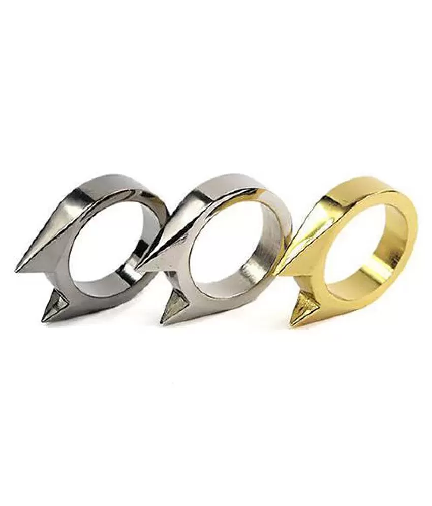 Stainless Steel Self Defense Ring Brass Knuckles Ring Women Men Safety  Outdoor Defense Tool