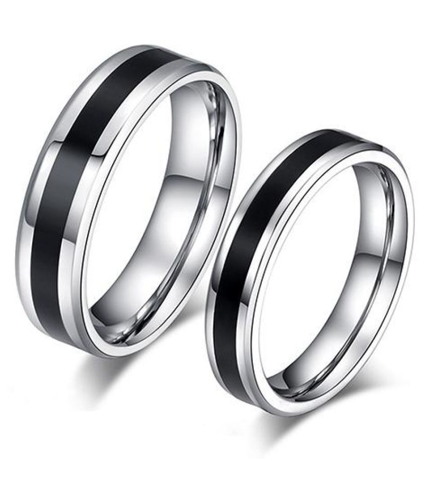 Men Women Black Band Ring Titanium Stainless Steel Fashion