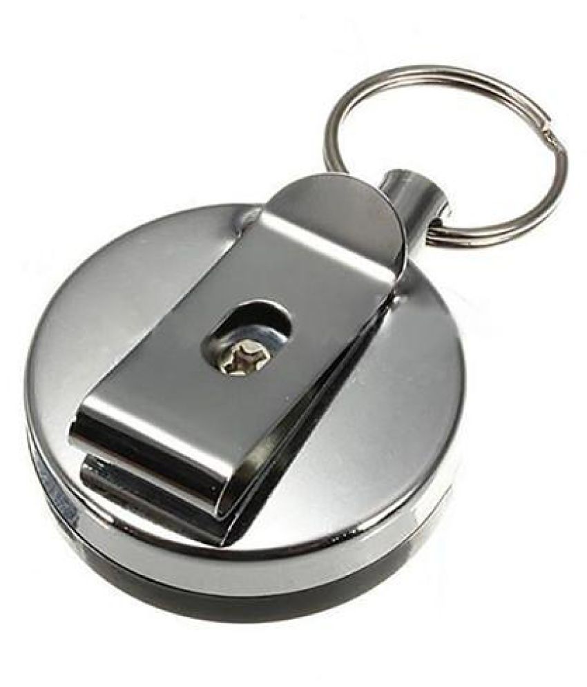 1 Pc Stainless Steel Coil Pull Out Retractable Anti Theft Key Recoil