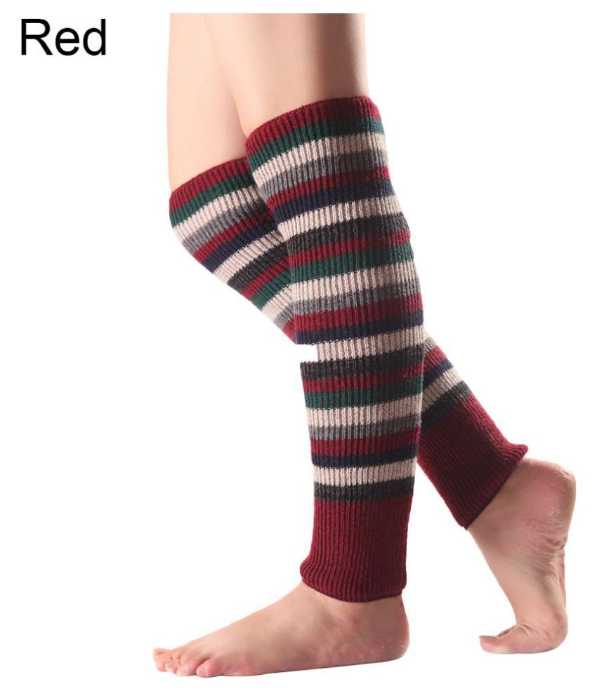 Women Striped Knitted Leg Warmers Winter Footless Knee High Fashion Boot Socks Buy Online At Low Price In India Snapdeal