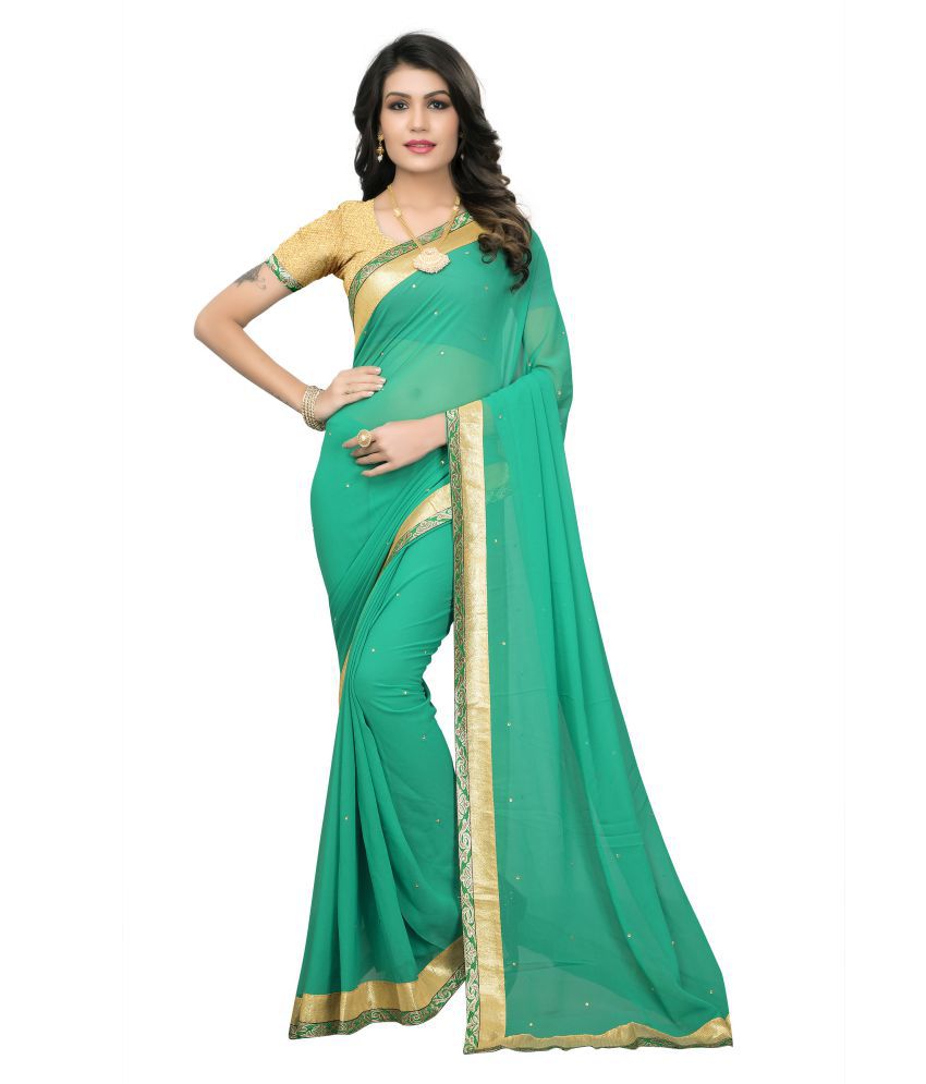 Apsara Green Georgette Saree - Buy Apsara Green Georgette Saree Online ...