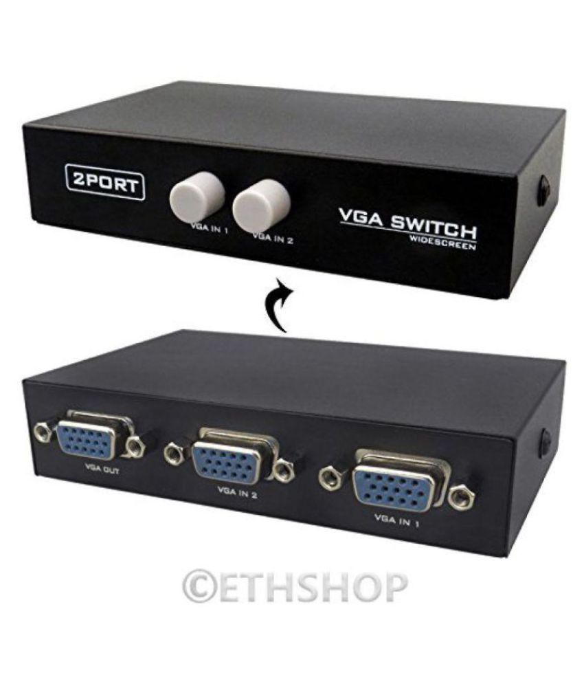 2 Port VGA Switch Adapter Convertor Box - (Manual) Connect 2 CPU to 1