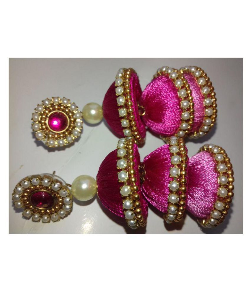 triple layer silk thread jhumka design Buy triple layer silk thread
