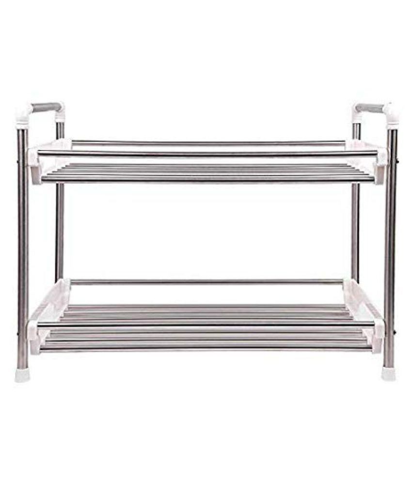 HAZZLEWOOD Stainless Steel 2 Tier Shoe Rack Silver Buy HAZZLEWOOD