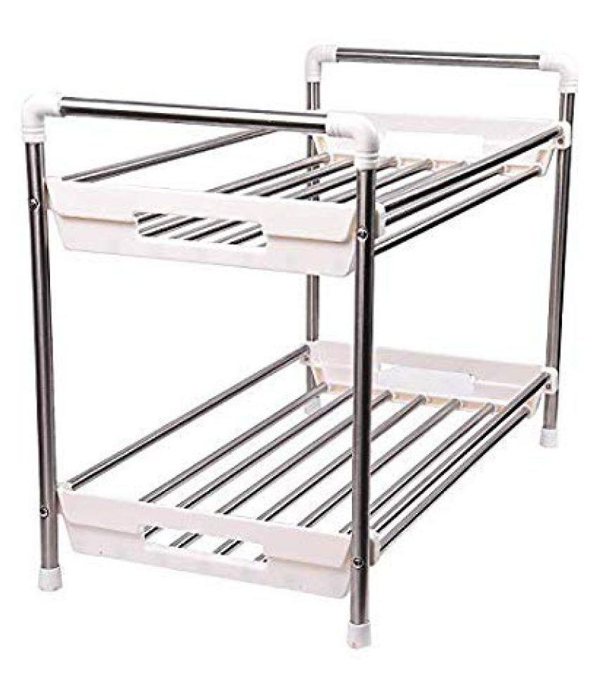 Hazzlewood Stainless Steel 2 Tier Shoe Rack Silver Buy Hazzlewood Stainless Steel 2 Tier Shoe Rack Silver Online At Low Price Snapdeal