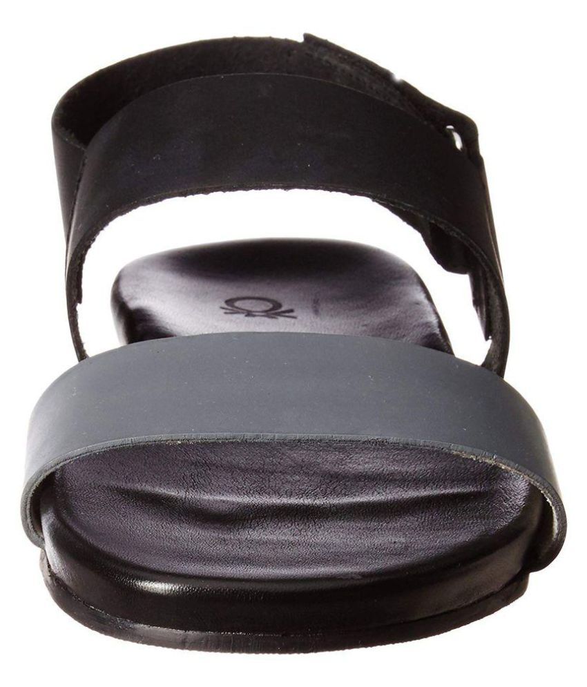 United Colors of Benetton Black Faux Leather Sandals - Buy United ...