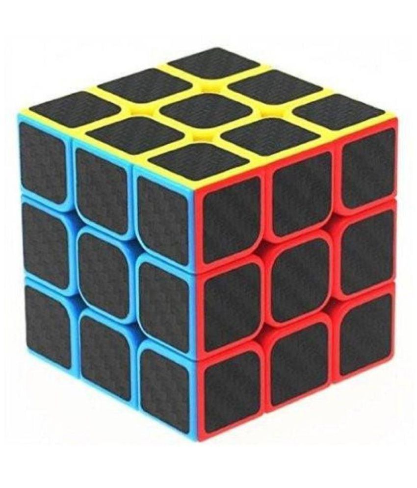 Rubik Cube Puzzle Toy Carbon Fiber Stickers 3x3 Neon Colors High Speed ...