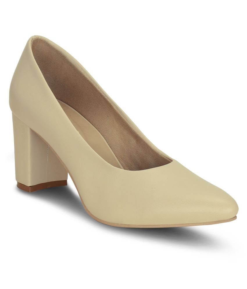 cream block heels