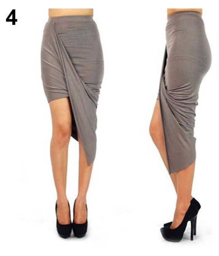Buy Women S Fashion Sexy High Waist Draped Asymmetrical Bodycon
