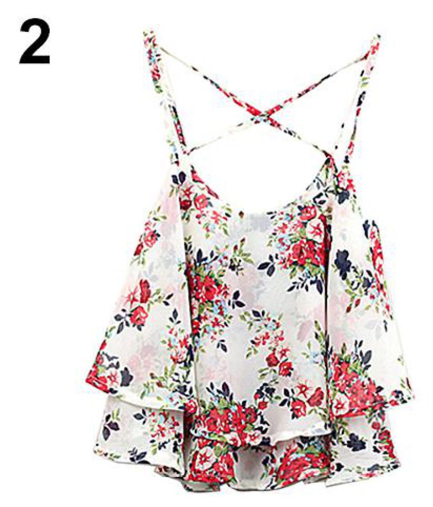 Buy Women's Summer Spaghetti Strap Flower Print Chiffon Shirt Vest Blouses  Crop Top Online at Best Prices in India - Snapdeal