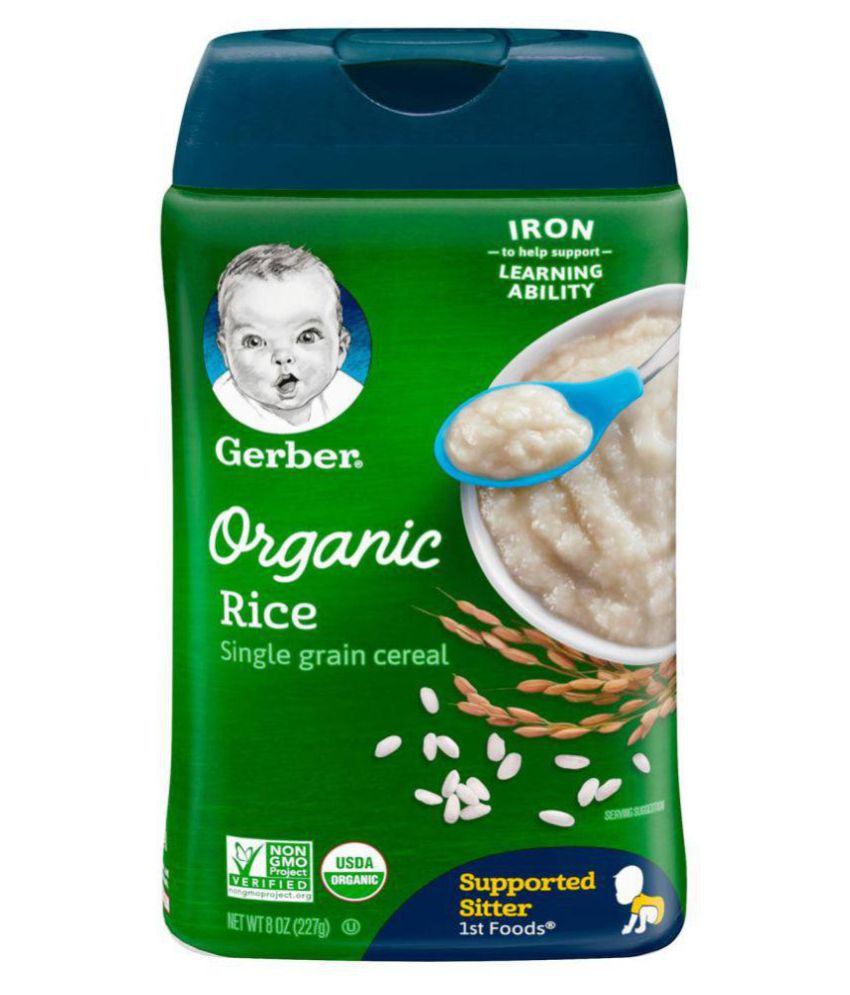 Gerber Baby Food ORGANIC RICE CEREAL Infant Cereal for 6 Months + ( 227