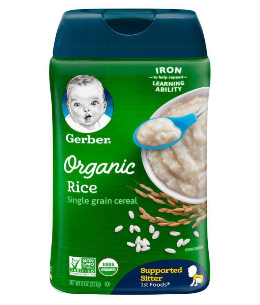 Gerber Baby Food ORGANIC RICE CEREAL Infant Cereal for 6 Months + ( 227