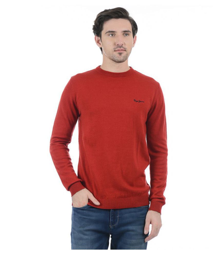 Pepe Jeans Red Round Neck Sweater - Buy Pepe Jeans Red Round Neck ...