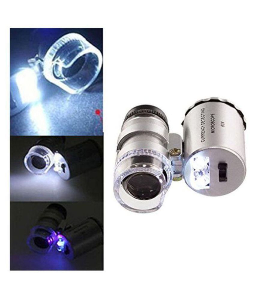 Smallest 60X Microscope 2 LED Light Eye Lens Mini Magnifier with UV