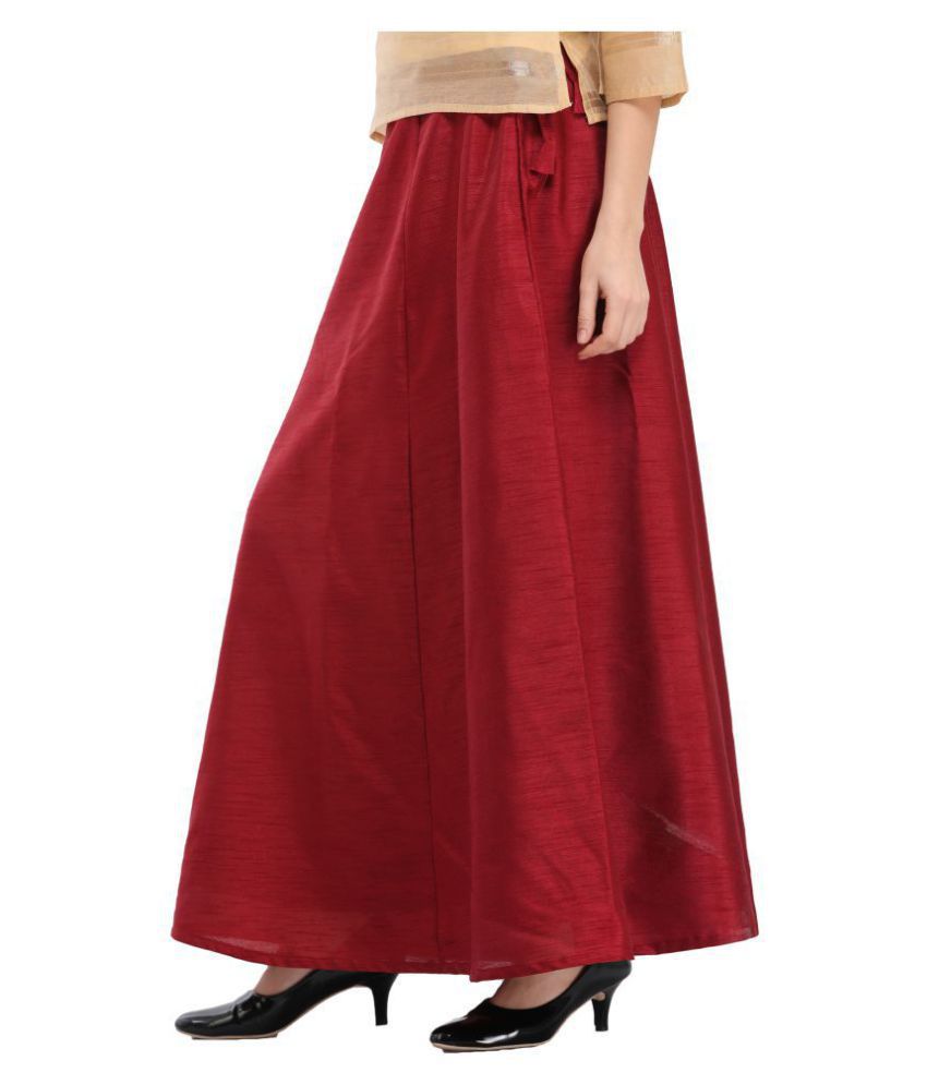 Buy Cottinfab Silk A-Line Skirt - Maroon Online at Best Prices in India ...