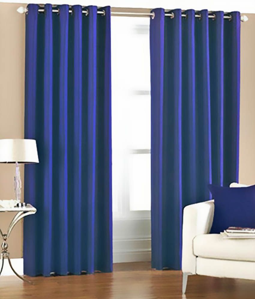     			Tanishka Fabs Solid Room Darkening Eyelet Curtain 5 ft ( Pack of 4 ) - Blue