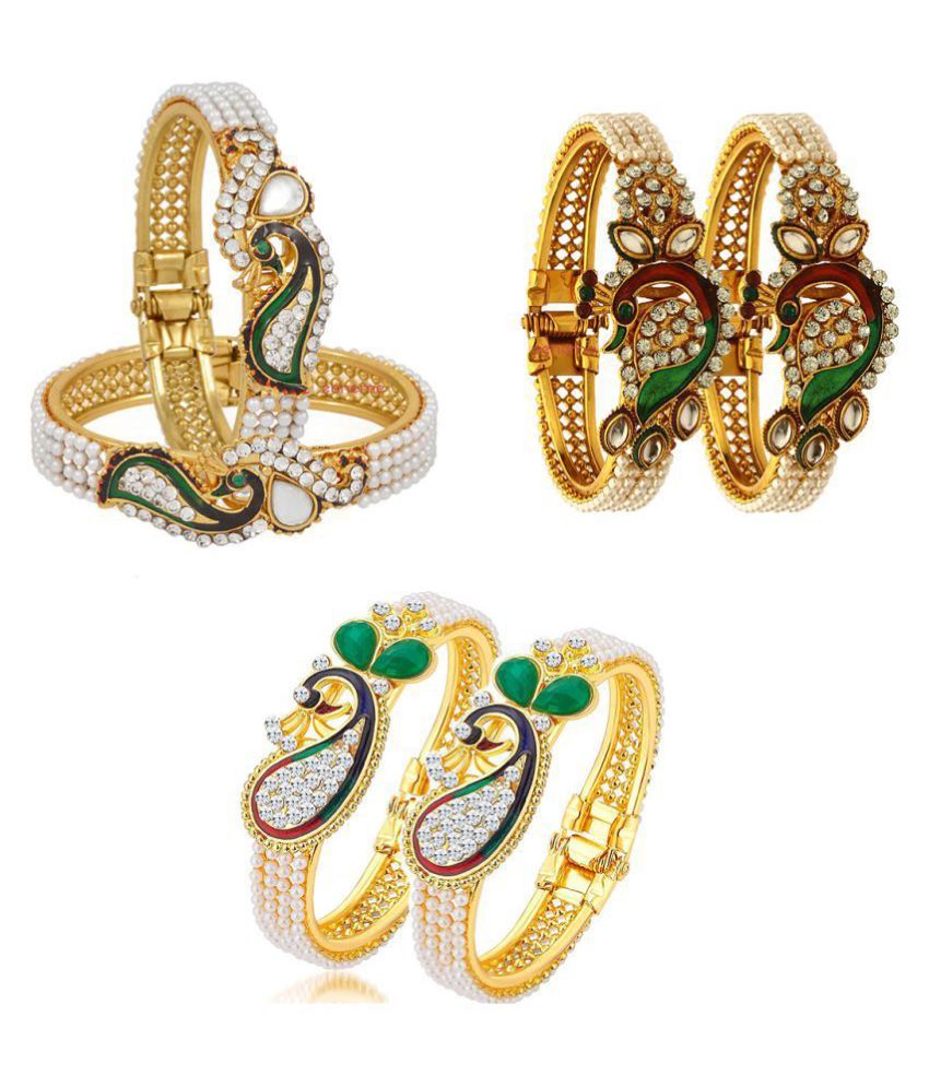     			Zeneme Dancing Peacock Fashionable Bangle Set Bracelet Jewellery for Women & Girls