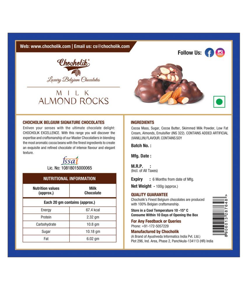 Chocholik Belgium Milk Almond Rocks Chocolate Gift Assorted Chocolates