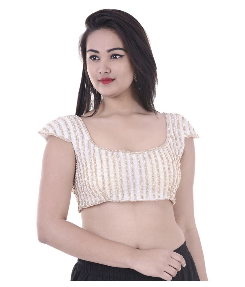 white sequin blouse