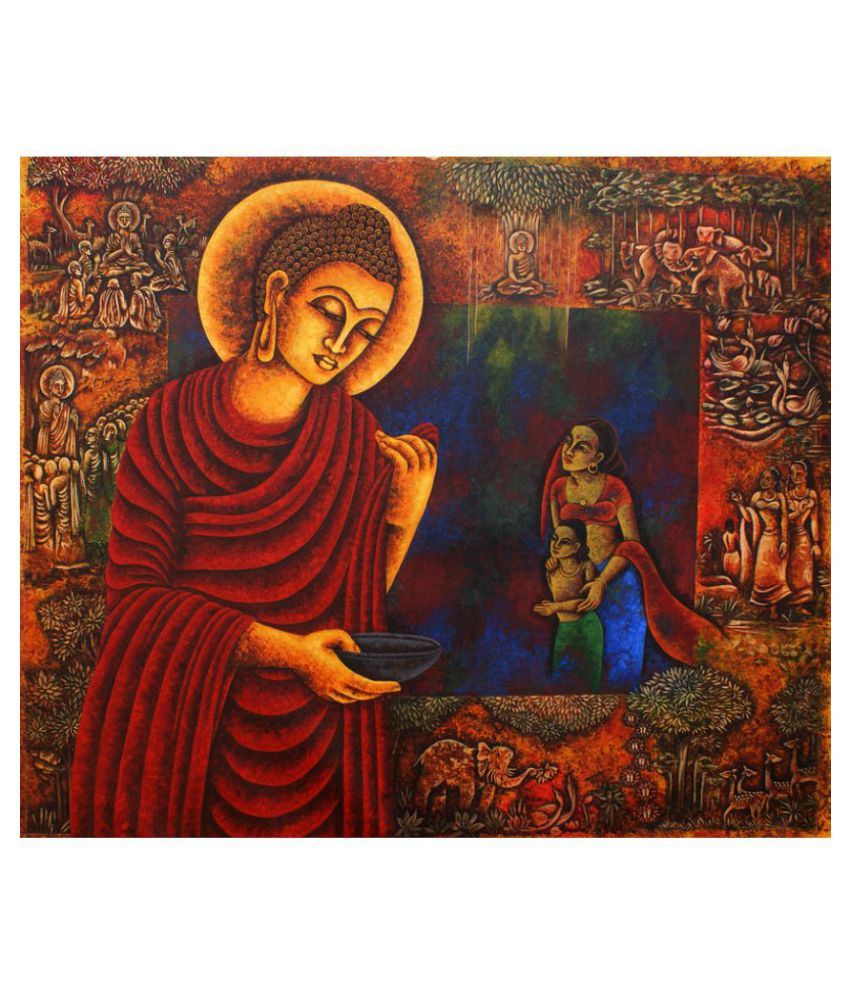 Mahalaxmi Art Craft Digital Painting Lord Buddha Paper Wall Poster Without Frame