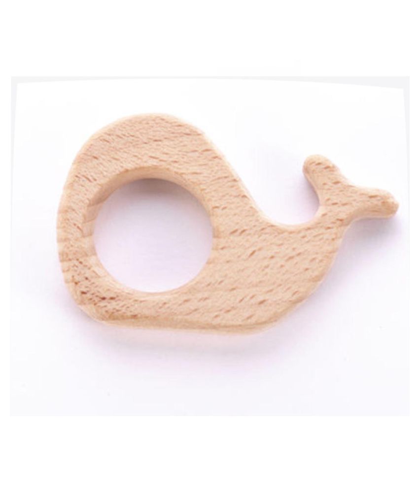 Wooden Safe Natural Cute Animal Shape Ring Baby Teether Teething Shower Toy FO 
