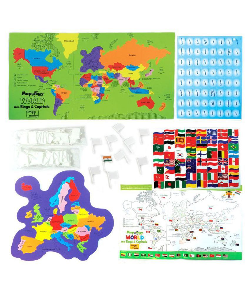 Imagimake: Mapology World With Flags & Capitals- With Country Shaped ...