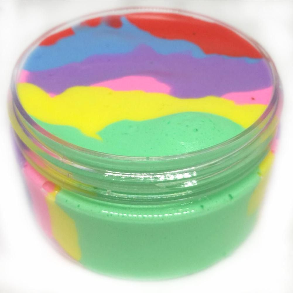 1Pc Fluffy Rainbow Color Slime Putty Mud Clay Plasticine Sludge Stress