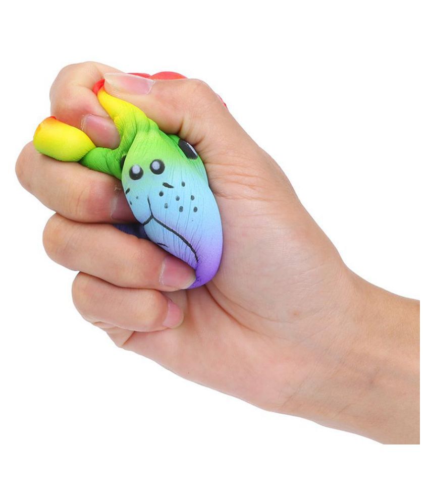 Rainbow Color Dog Head Squishy Slow Rising Relieve Stress Kids Adult