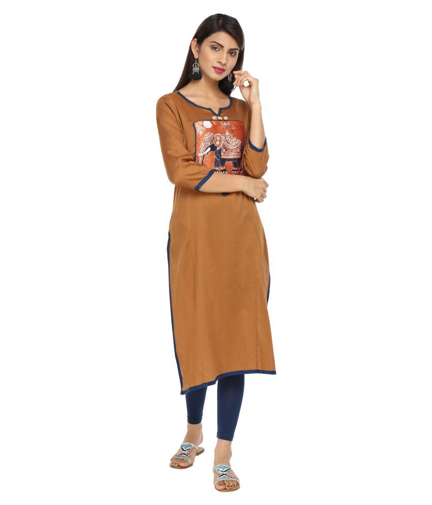     			Alena - Brown Satin Women's Straight Kurti