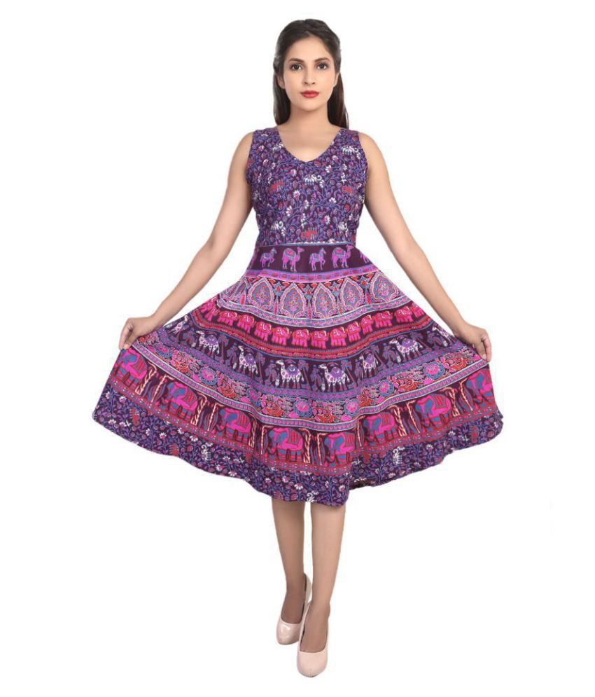 Decot Paradise Cotton Purple A- line Dress - Buy Decot Paradise Cotton ...