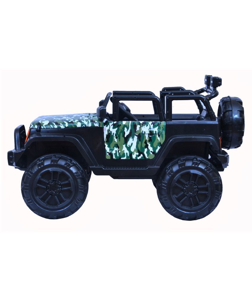 HappyKids Ride on Camouflage jeep with openable doors,dual battery