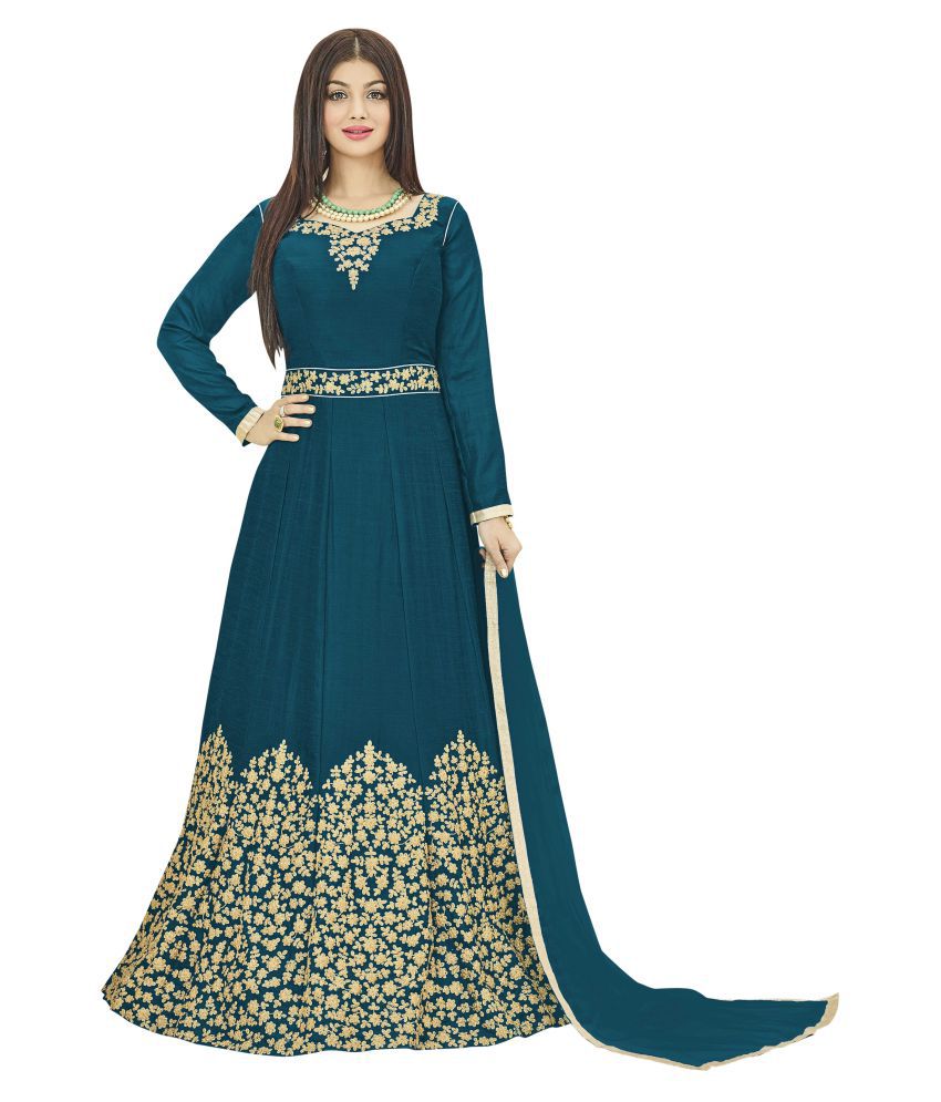Maroosh Blue Georgette Anarkali Gown Semi-Stitched Suit - Buy Maroosh ...