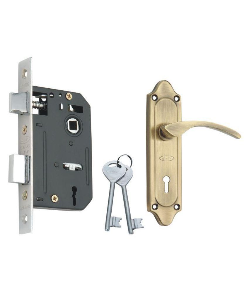 Spider Steel Mortice Key Lock Complete Set with Antique Brass Finish (S509MAB + RML4)