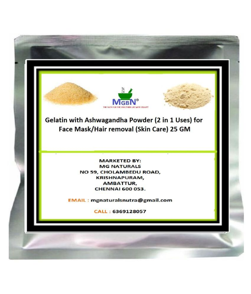 MGBN Gelatin with Ashwagandha Powder for Face Mask 25Gm Facial Kit gm