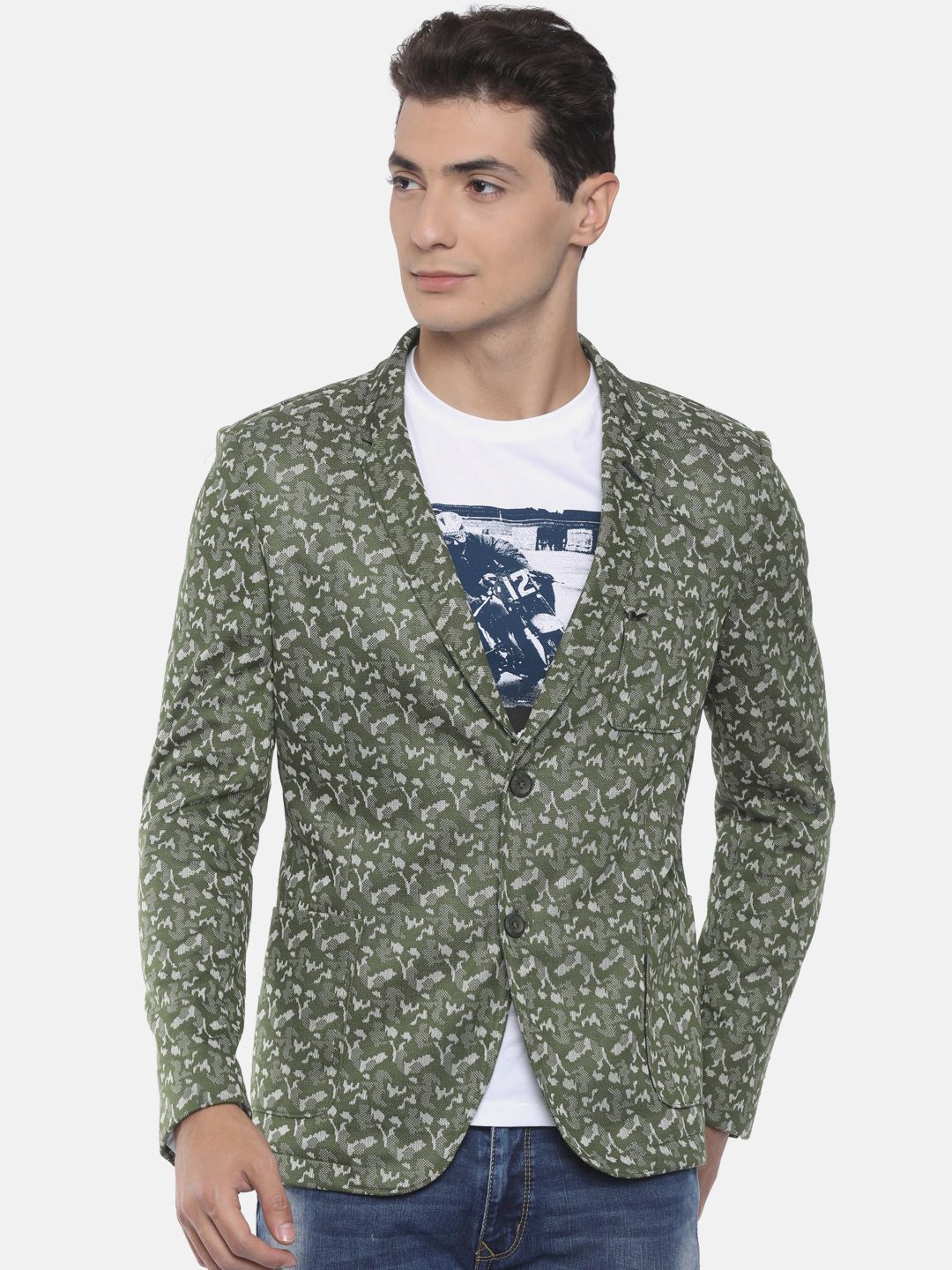 green casual blazer