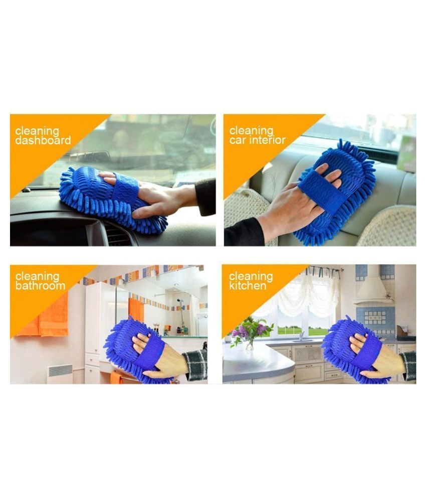 Everbuy Microfiber Cleaning Cloth Sponge Hand Gloves car Dashboard