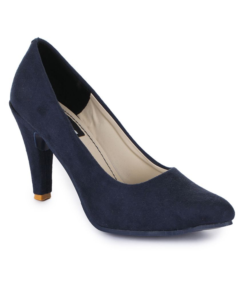 navy blue kitten heel court shoes