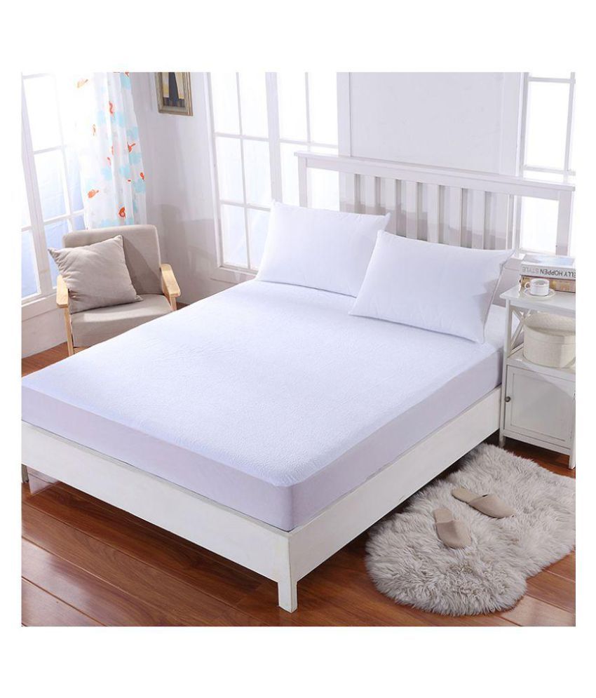 Glassiano Waterproof Terry Cotton Single Bed Size 36"x84" White Poly