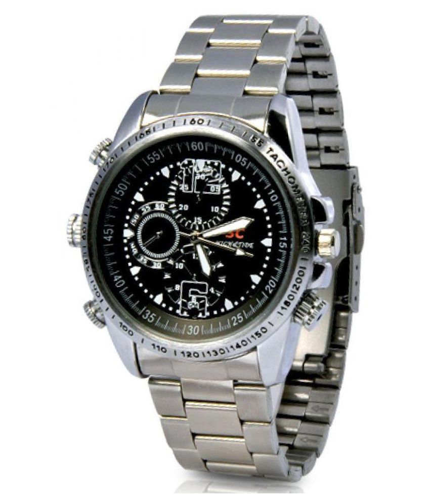 silver chain spy watch