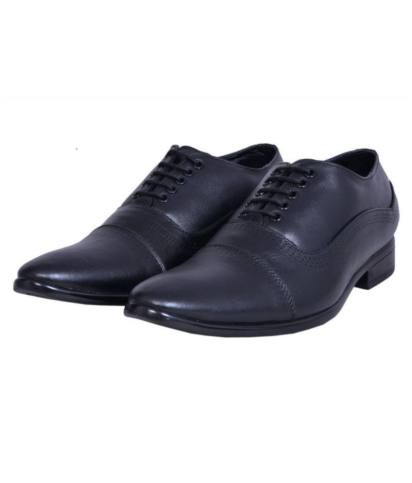 BLACK HORSE SHOES Office Genuine Leather Black Formal